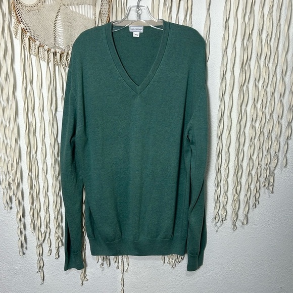 Maus & Hoffman Men's Teal 100% Pima Cotton V-Neck Sweater Size XL